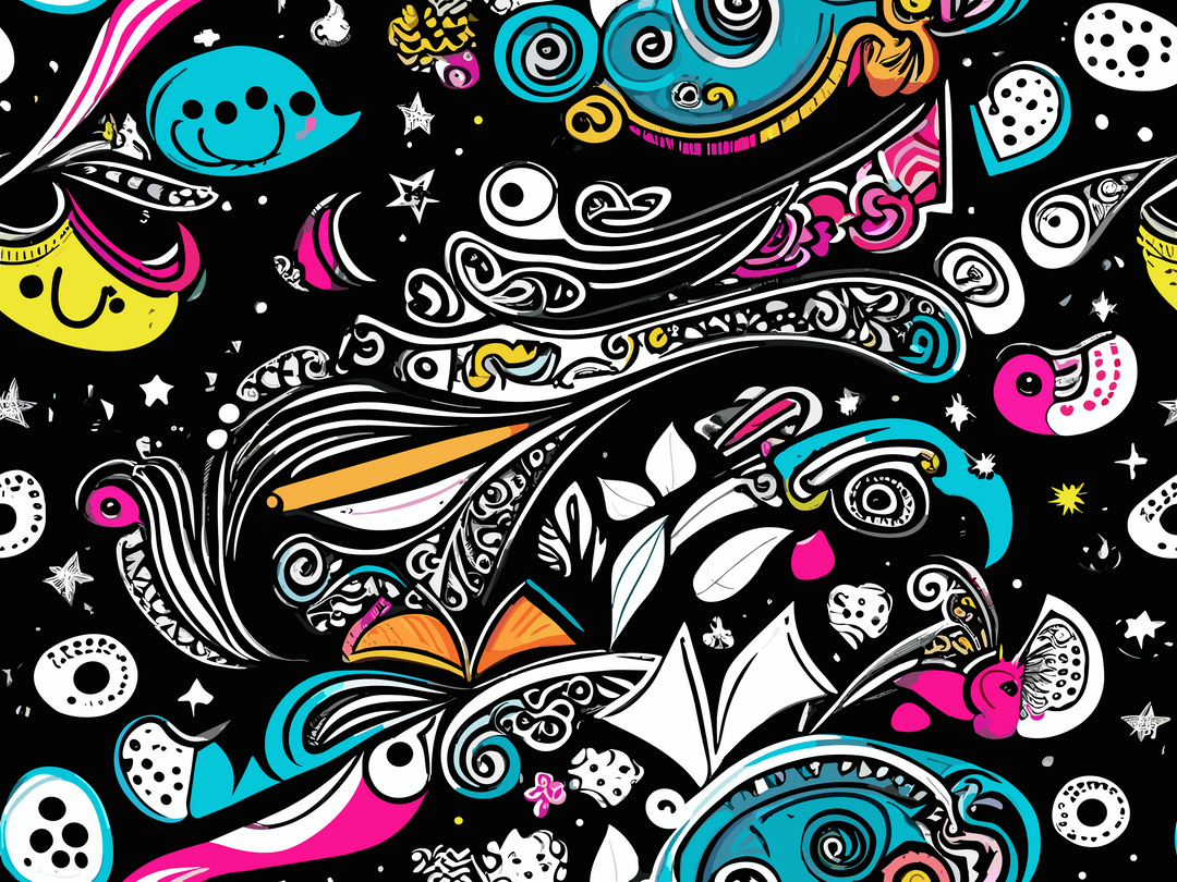 Cosmic Doodles: An Electric Dance of Colors and Shapes