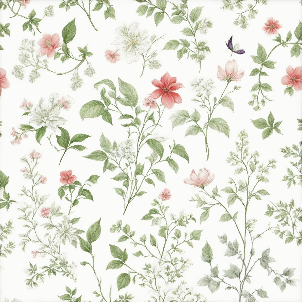 Garden Serenity: A Botanical Wallpaper Design